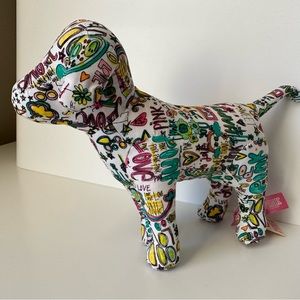 Victoria’s Secret PINK Mini Dog Plush Graffiti Sketch Pattern Stuffed Animal